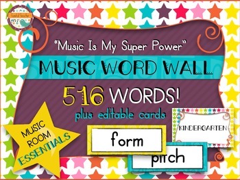 Preview of Music Room Essentials - Word Wall in Music Is My Super Power