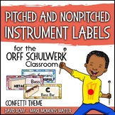 Music Room Instrument Labels, Setup, and Rules - Confetti Theme