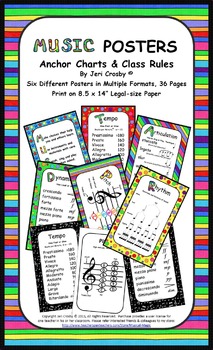 Preview of Music Room Posters - Elements Anchor Charts & Rules