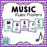 Music Room Rules Posters - Glitter & Chevrons