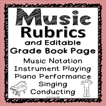 Preview of Music Rubrics and Editable Grade Book Page