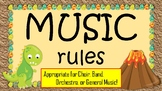 Music Rules - Dinosaur Theme Posters