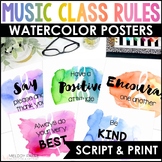Music Rules Posters - Script & Print Rainbow Watercolor Mu