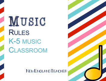 Preview of Music Rules for Elementary Music Classroom Decor or Bulletin Board Stripes