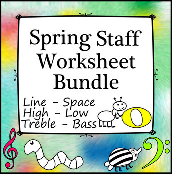 Preview of Music Staff Worksheet Bundle for Spring | Print and Digital