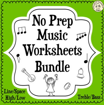 Preview of Music Staff Worksheets Bundle | No Prep Printables