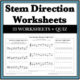 Music Theory Activity - Stem Direction Worksheets