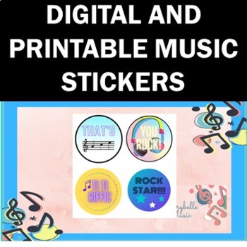 Preview of Music Stickers Digital and Printable