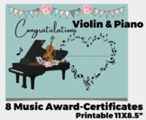Music Student Certificate Awards, Piano, Violin, Boho Clas