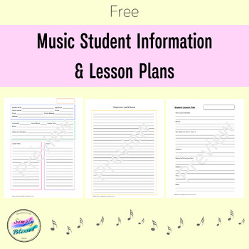 Preview of Music Student Information & Lesson Plan Sheets