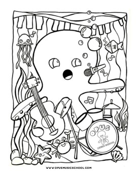 Preview of Free Music Octopus Coloring Page Printable