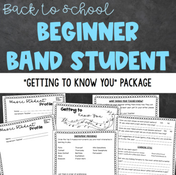 Preview of Music Student Profile - Back To School Package for Middle School Band Students