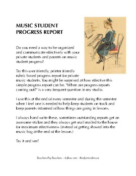 Preview of Music Student Progress Report