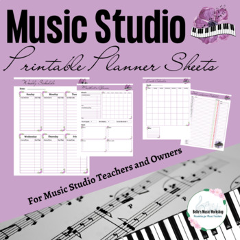 Preview of Music Studio Printable Planner Sheets for Teachers