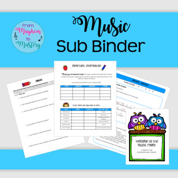 Preview of Music Sub Binder CUSTOMIZABLE