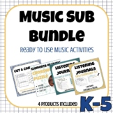 Music Sub Plan Bundle | K-5 Worksheets | No Prep