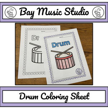 Preview of Music Sub Plan: Drum Coloring Page