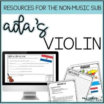 Preview of Music Sub Plan for Adas Violin for a Non Music Sub with Google Slides Options