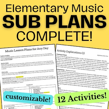 Preview of Music Sub Plans - Elementary - COMPLETE!