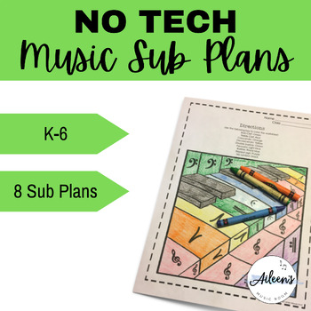 Preview of No Tech Elementary Music Sub Plans, Set #1