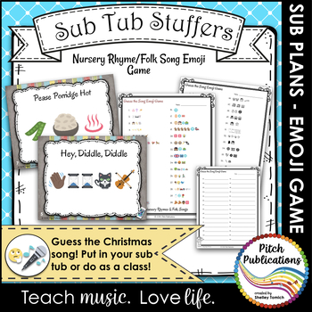 Preview of Music Sub Tub Stuffers: Guess the Nursery Rhyme / Folk Song Emoji Game
