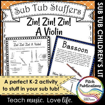 Preview of Music Sub Tub Stuffers: K-2 Substitute Plan - Zin! Zin! Zin! A Violin