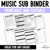 Music Substitute Binder- Editable Google Slides