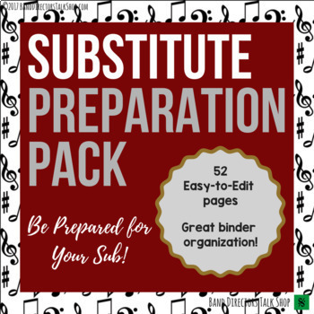 Preview of Music Sub Tub Prep Pack- for Band Directors or Music Teachers