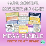 Music Substitute Worksheets and Games MEGA BUNDLE for Pre-