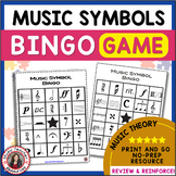 Music Bingo - Music Symbols - Music Games - Middle School Music