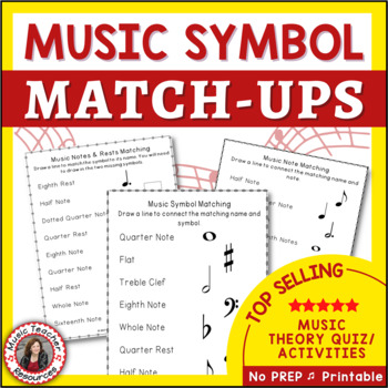 Preview of Music Theory Worksheets - Music Symbols Match-Up Notes, Rests, Symbols, Dynamics