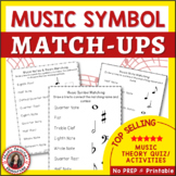 Music Theory Worksheets - Music Symbols Match-Up Notes, Re