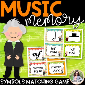 Preview of Music Symbol Memory Match Game with Bach, Mozart, & Beethoven