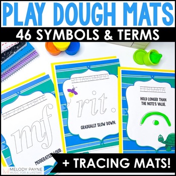 Preview of Music Symbol Play Dough Mats and Tracing Mats for Piano Lessons and Music Class