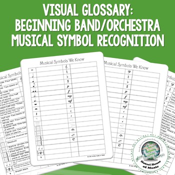 Preview of Music Symbol Recognition Definitions Worksheet good for SLO, Pre-Test, Post-Test