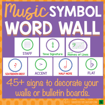 Preview of Music Word Wall:  Symbols  Music Bulletin Board