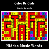 Music Symbols: Color By Code, Hidden Music Word Mosaics, Set 1