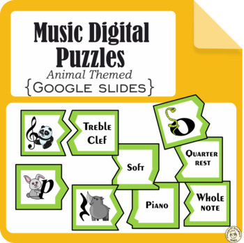 Preview of Music Notes & Symbols Digital Puzzles | Musical Animals | Google Slides™