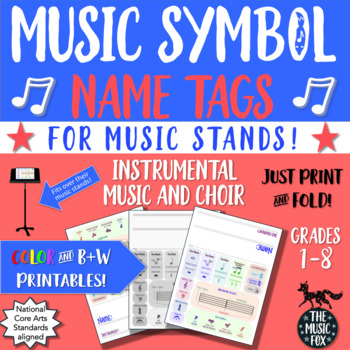 Preview of Music Symbols Name Tags - Instrumental Music & Choir *FOR MUSIC STANDS*