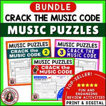 Preview of Music Theory Worksheets - Crack the Music Code Puzzles - Middle School Music