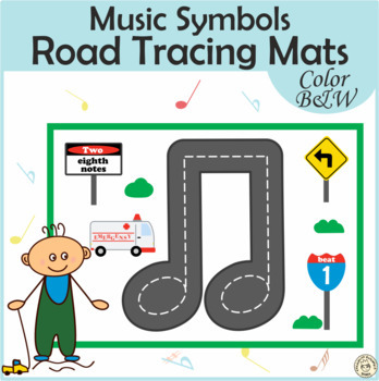 Preview of Music Notes & Symbols Road Tracing Mats | PDF & Digital