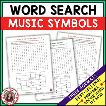 Preview of Music Word Search Puzzles Music Signs & Symbols - Middle School Music Sub Plans