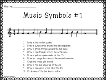Music Symbols Worksheets by Lauren Podkul | Teachers Pay Teachers