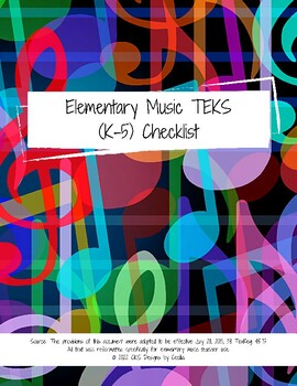 Preview of Music TEKS K-5 Checklist - Updated 2022