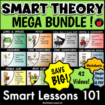 Preview of Music THEORY BUNDLE Music Theory Worksheets Videos Assessments Lessons