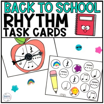 Preview of Back to School Rhythm Task Cards Elementary Music Centers & Activities