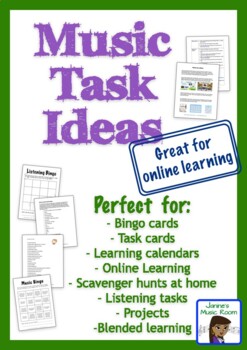 Preview of Music Choice Boards or ONLINE LEARNING (task cards, bingo): tasks and templates