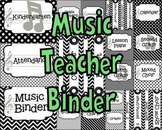 Music Teacher Binder Covers and Labels-Black and White Pat