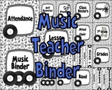Music Teacher Binder Covers and Labels-Black and White Rec