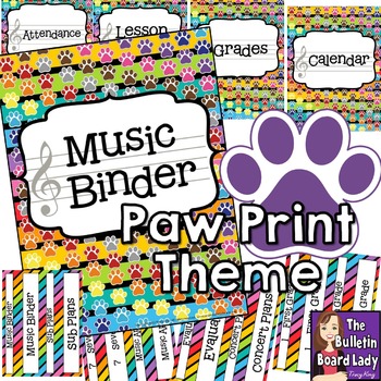 Preview of Music Teacher Binder - Paw Print Theme